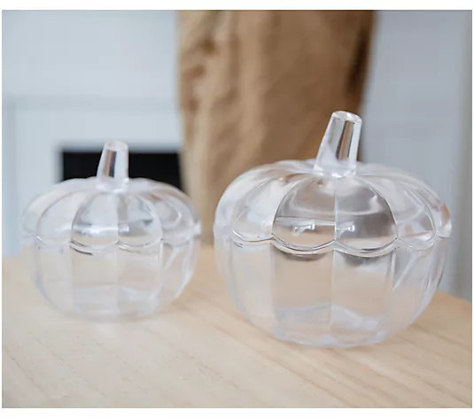 Set of 2 Glass Pumpkin Lidded Jars by Lauren McBride - QVC.com | QVC