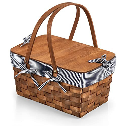 PICNIC TIME - Kansas Picnic Basket with Lid - Handwoven Wood Picnic Basket | Amazon (US)