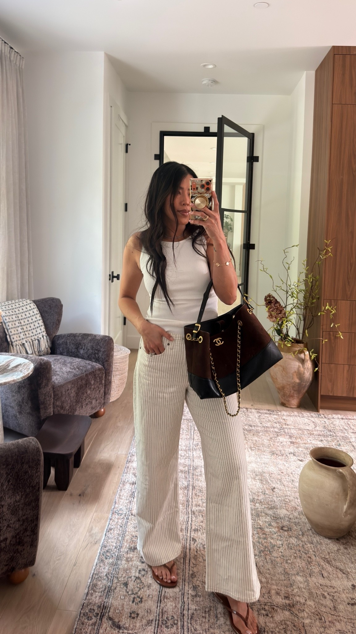 The perfect summer denim!!! Wearing tts 28 R - Amazon sandals and Zara tank medium