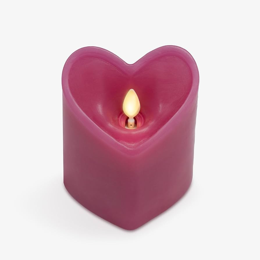 Luminara Raspberry Sorbet Flameless Candle Heart Shaped LED Pillar - 3.5" x 4.5" Valentine's Day ... | Amazon (US)