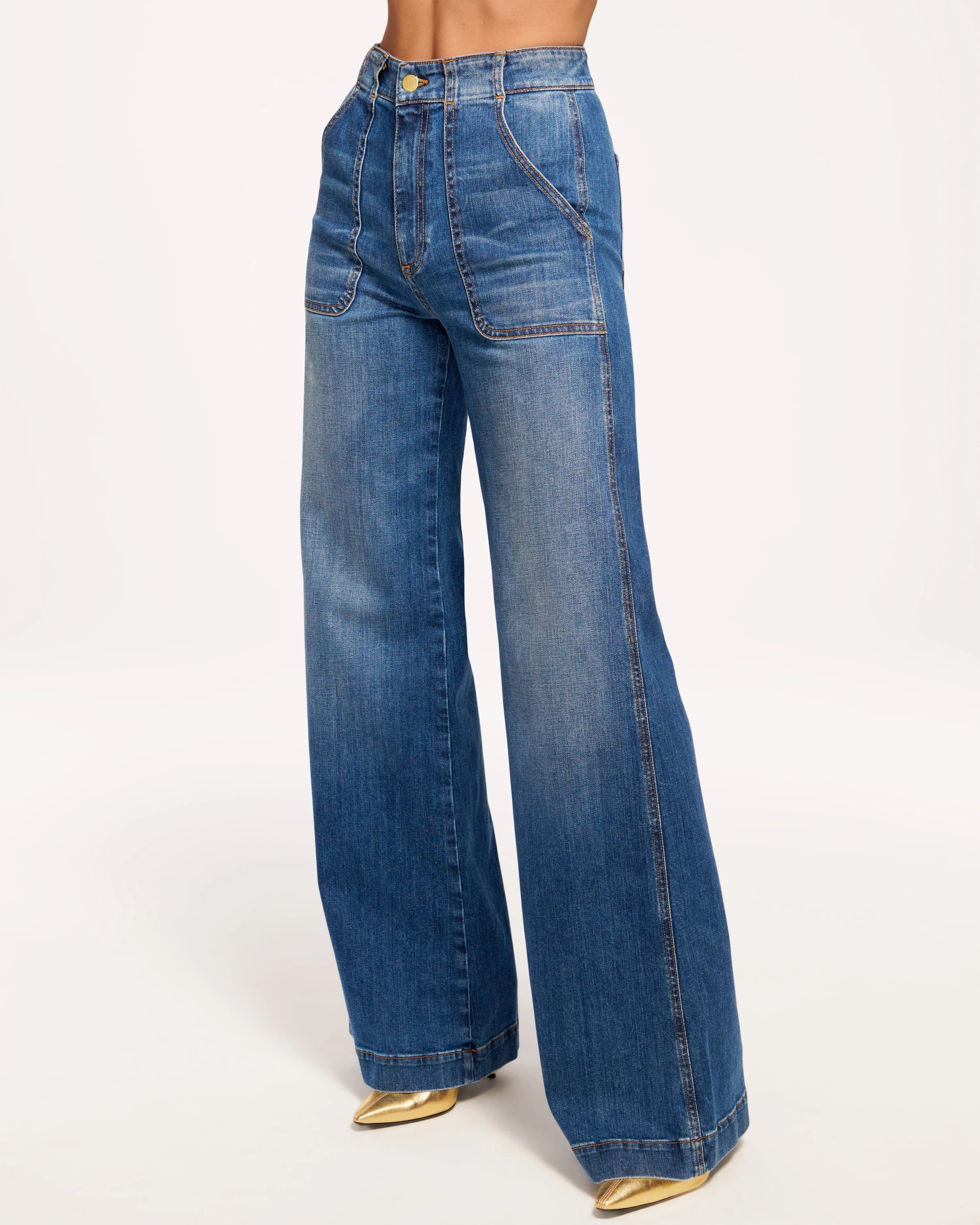 Theodora High-Rise Wide Leg Jean in Medium Wash | Ramy Brook