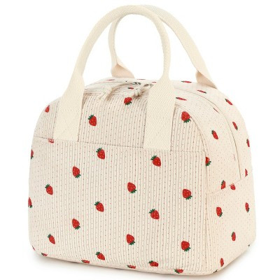 Narwey Insulated Strawberry Lunch Bag for Women, Stylish Corduroy Tote with Aluminum Lining | Target