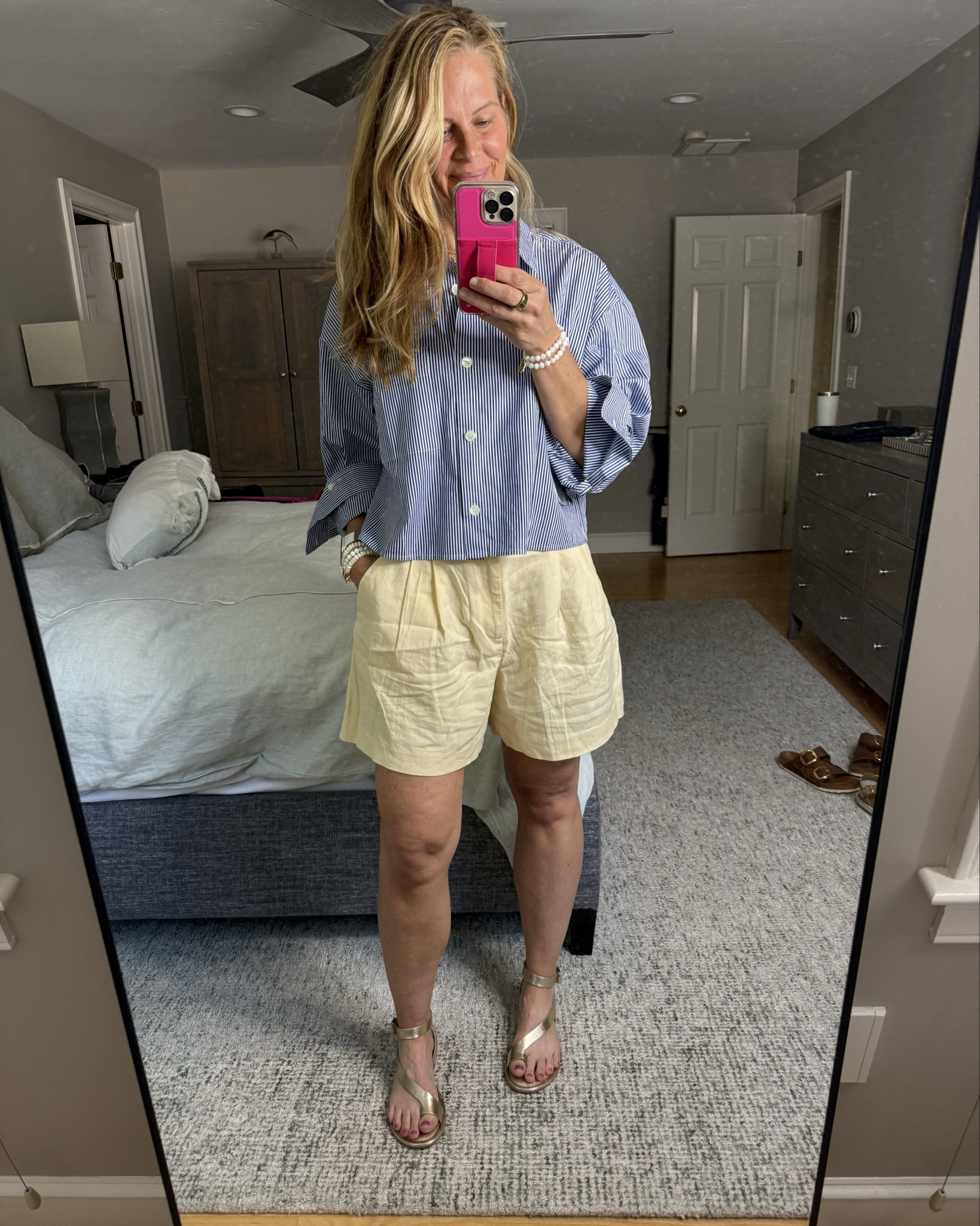 Meet casual Gap Linen Shorts in the season color of yellow and Madewell 3/4 sleeve when it’s a tad colder old!  Super cute and amazing fit!  True to size all items 

#LTKWorkwear #LTKStyleTip #LTKOver40