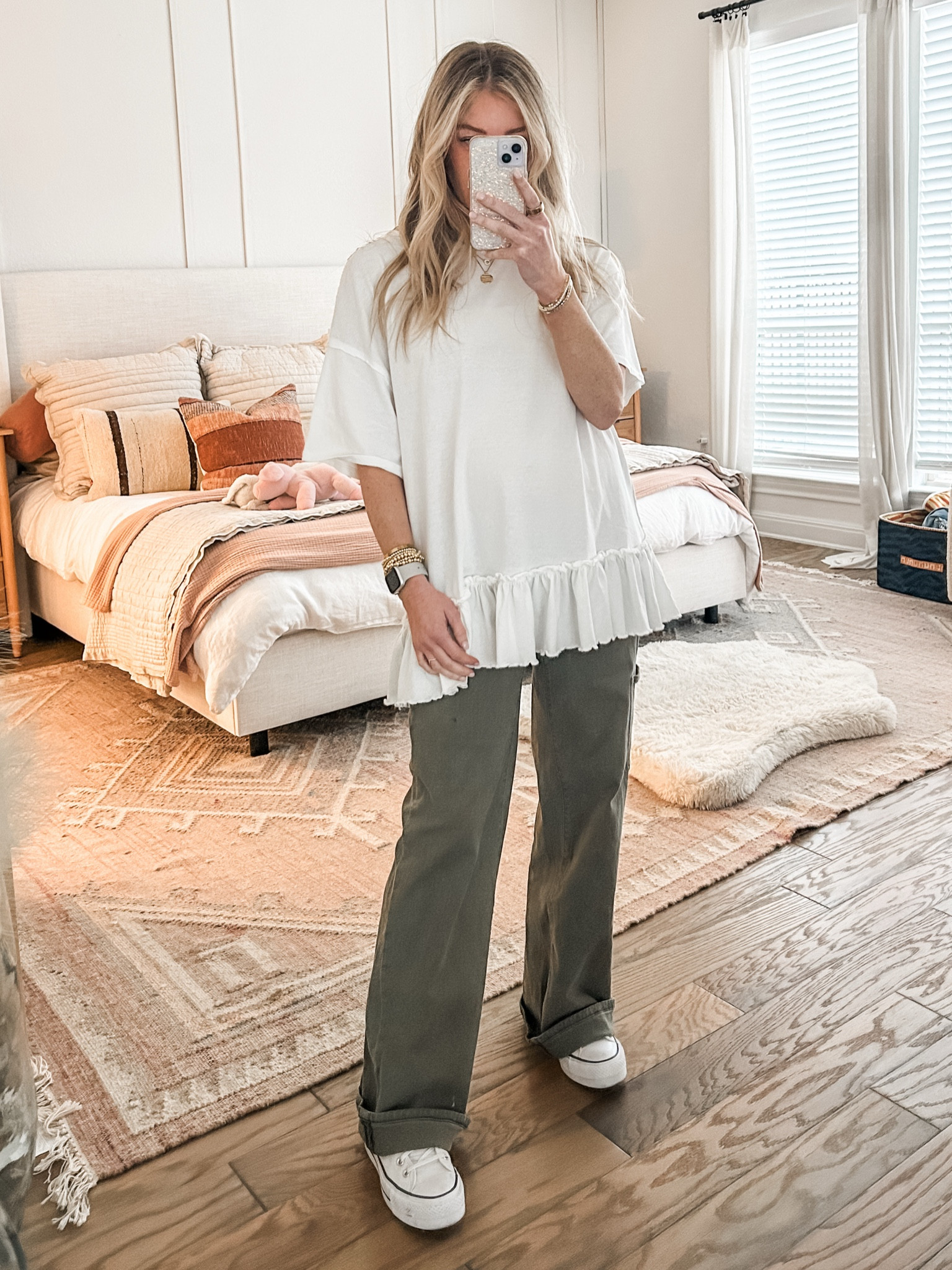 xs top
normal size in bottoms 
maternity style
bump style 

#LTKStyleTip #LTKBump #LTKWorkwear