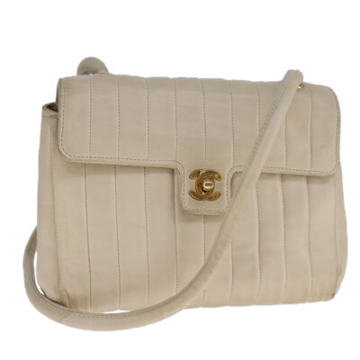 CHANEL Mademoiselle Turn Lock Shoulder Bag Lamb Skin Beige Gold CC Auth yk16758  | eBay | eBay US