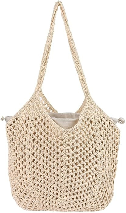 Crochet Bags for Women Slouchy Hollow Woven Shoulder Purse Summer Beach Tote Handbags for Daily &... | Amazon (US)