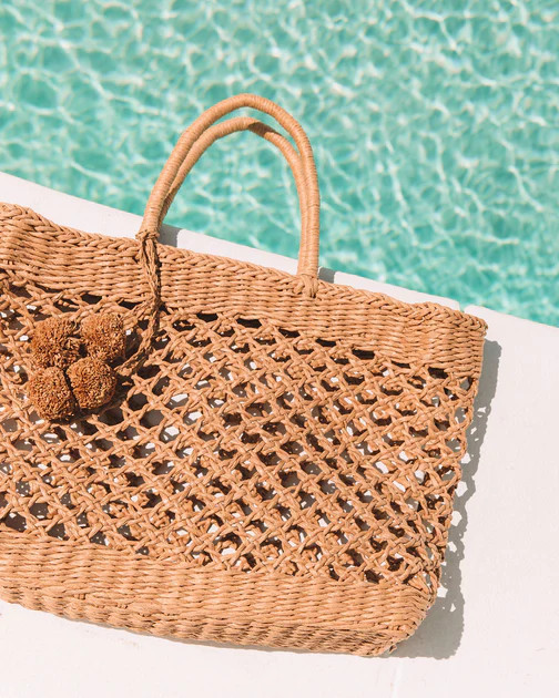 Meara Straw Tassel Pompom Tote - Natural | VICI