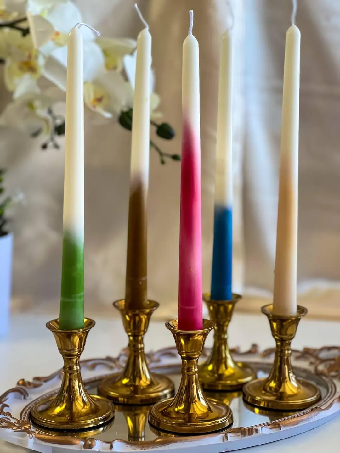 Ombre Tall Taper Candle - Home Decor Accent - Decorative Centerpiece - Handmade Gift Idea - Encha... | Etsy (US)