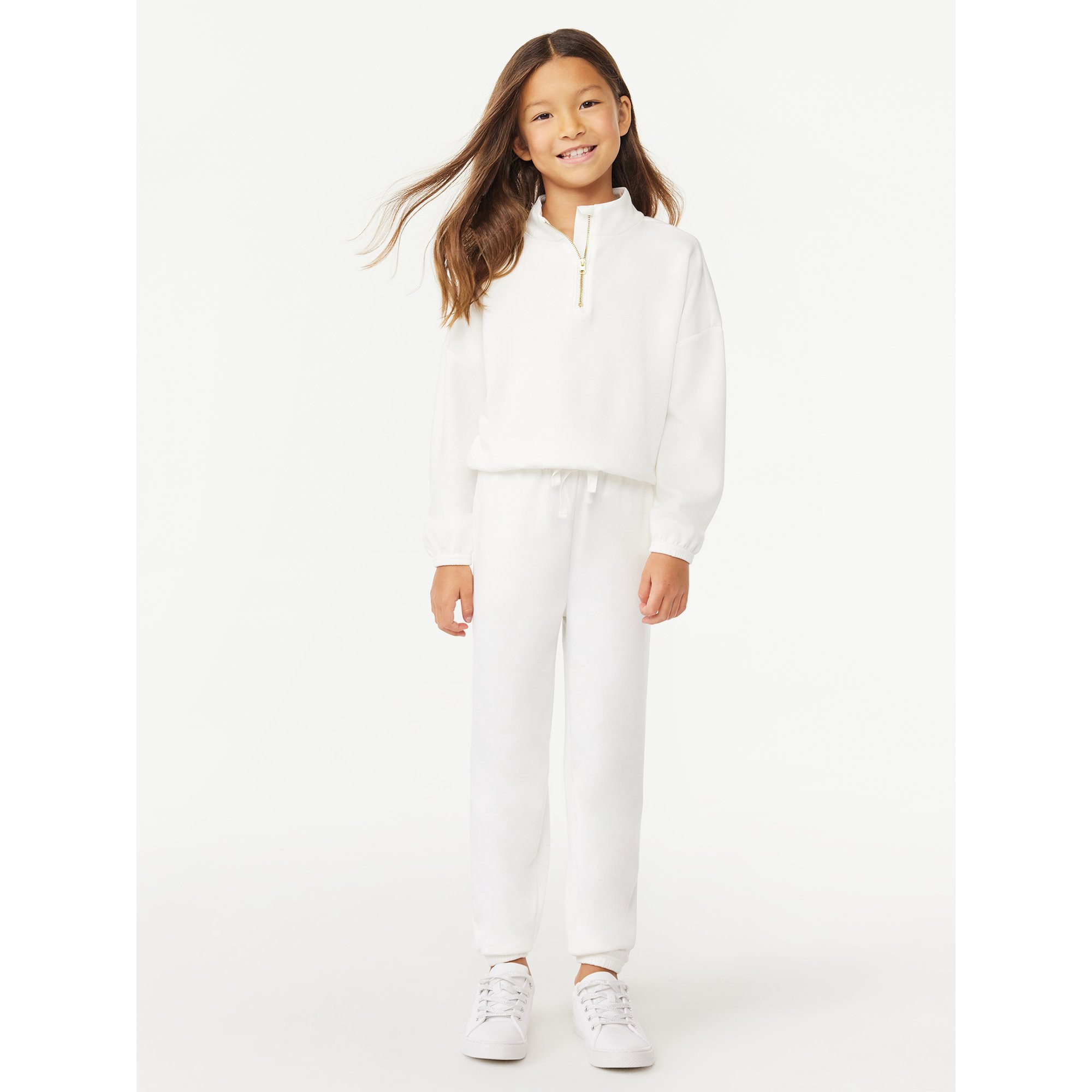 Scoop Girls Scuba Knit Mock Neck Sweatshirt and Joggers, 2-Piece Outfit Set, Sizes 4-18 | Walmart (US)