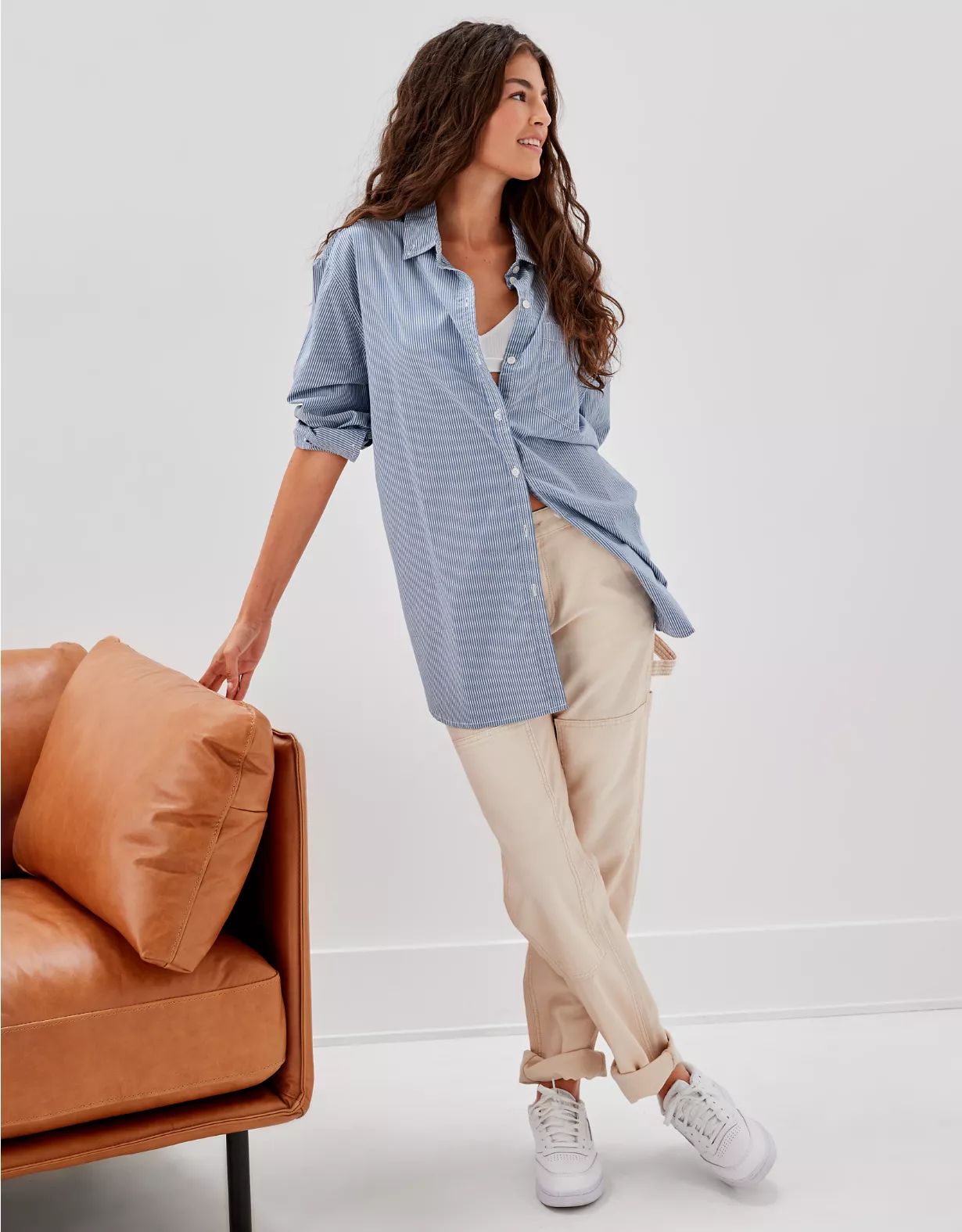 AE Oversized Oxford Button-Up Shirt | American Eagle Outfitters (US & CA)