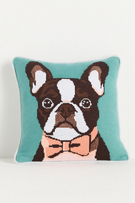 Arden Cotton Needlepoint Animal Pillow | Anthropologie (US)