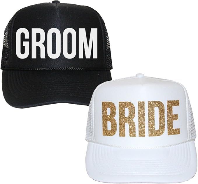 Classy Bride Bride and Groom Trucker Hats | Amazon (US)