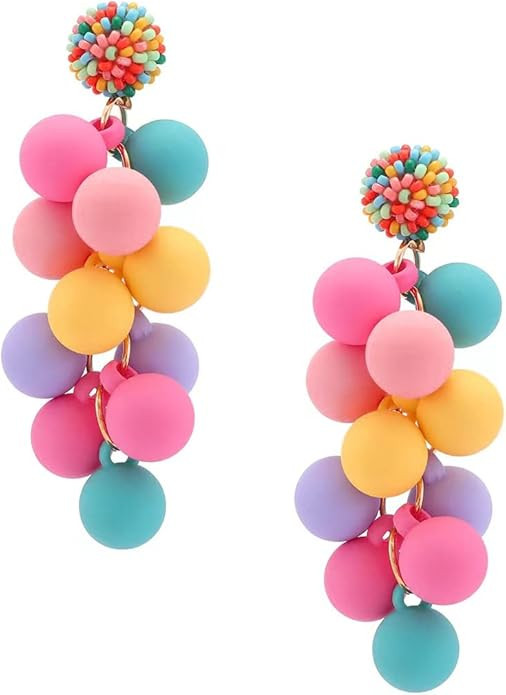 Acrylic ball Beads Dangle Earrings for Women,Colorful Statement Earring Cute Candy Colored Drop D... | Amazon (US)