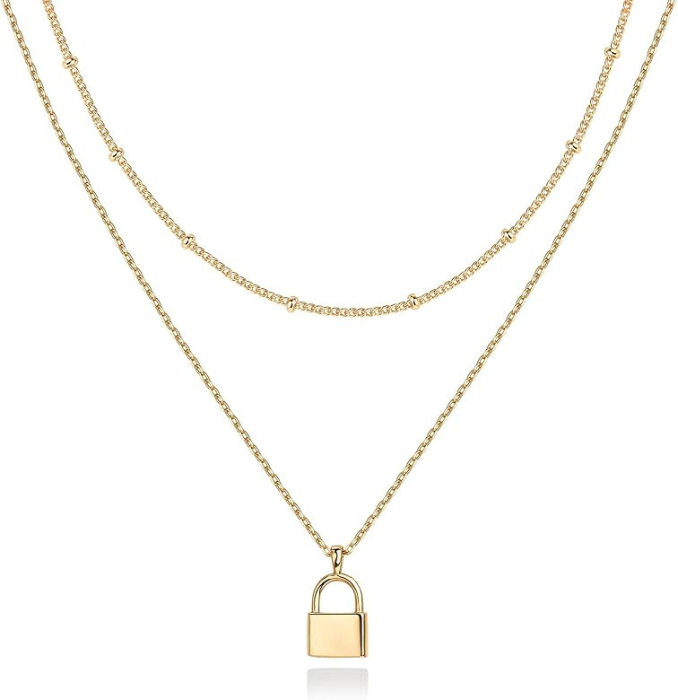 PAVOI 14K Gold Plated Layering Necklaces | Stylish Minimalist Design Pendant Necklaces | Butterfl... | Amazon (US)