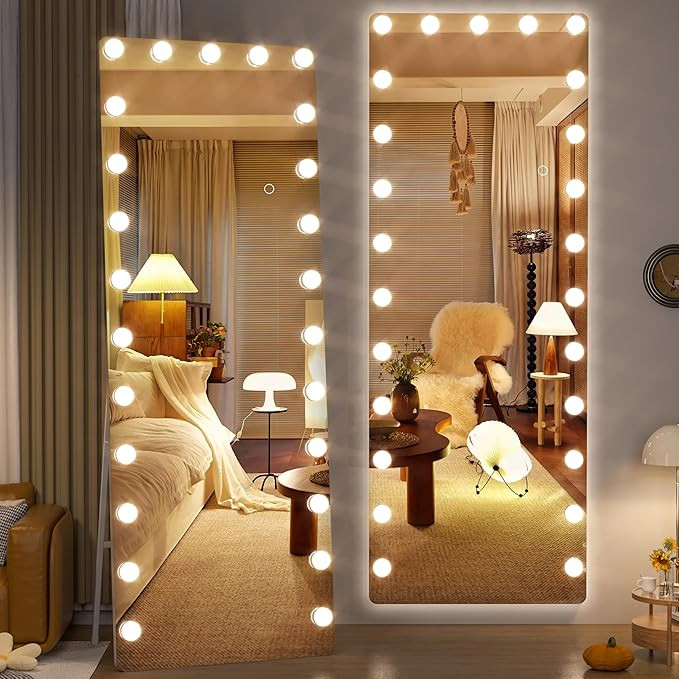 Hasipu 75" x 28" Hollywood Full Length Mirror with Lights, Led Mirror Full Length, Tempered Glass... | Amazon (US)