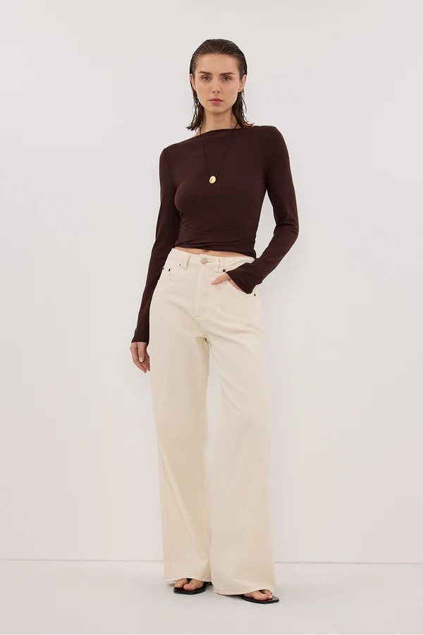 HADLEY CHOC LONG SLEEVE TWIST TOP | DISSH