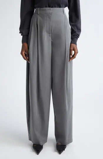 Le Pantalon d'Homme Pleated Stretch Virgin Wool Wide Leg Pants | Nordstrom