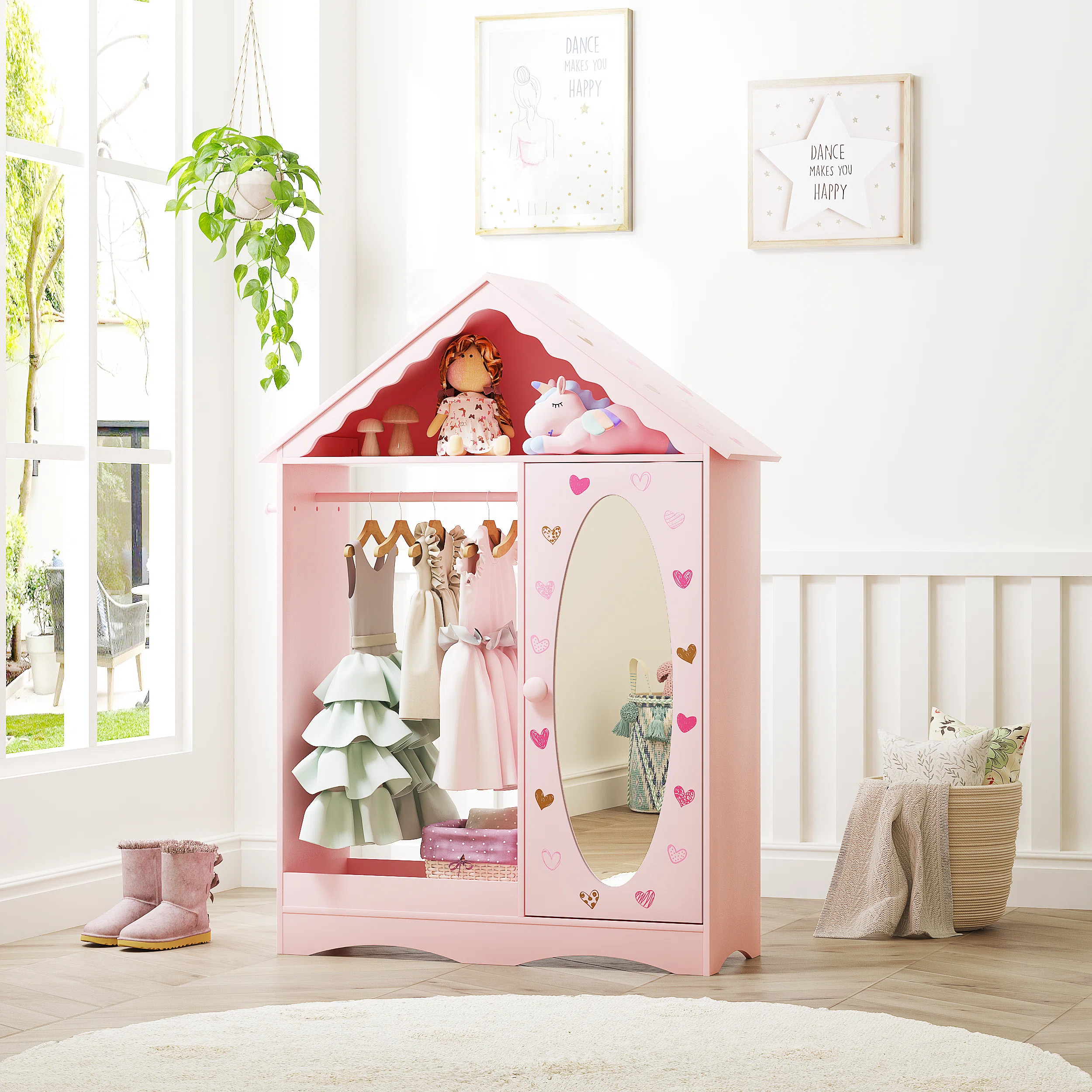 Kids Dress Up Storage With Mirror, Kids Wardrobe Closet | Wayfair North America