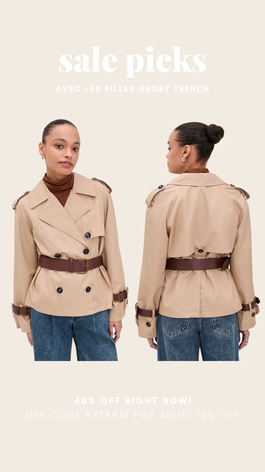 Shop my sale picks while you can 🧥 love this short leather belted trench

#LTKSaleAlert