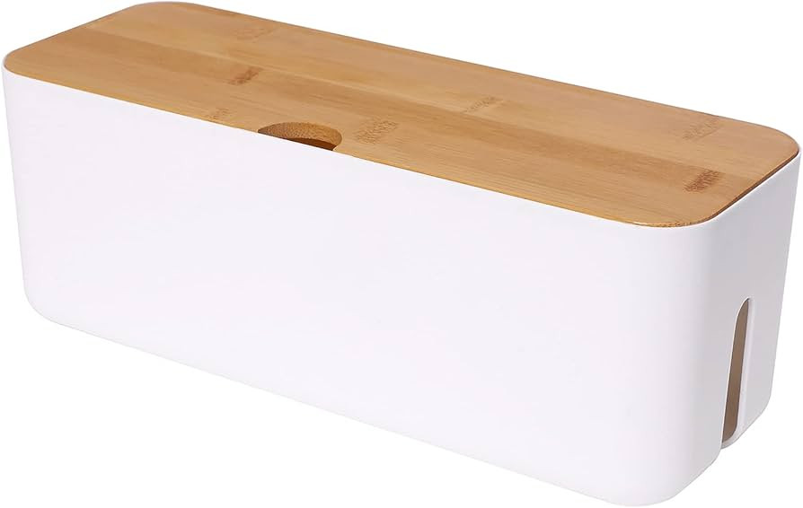 Changsuo Cable Management Box Small White Cable Organizer Box for Extension Cord Power Stripe Sur... | Amazon (US)