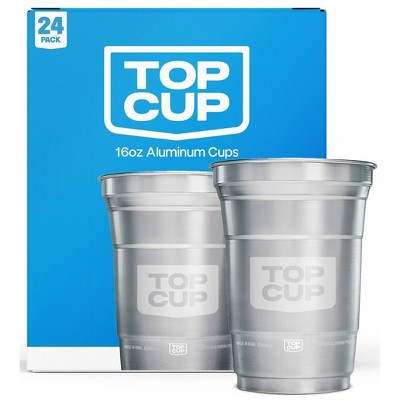 Top Cup Aluminum Cups - 16oz/24ct: Aluminum, Brushed Silver Finish, Patterned With Letters | Target