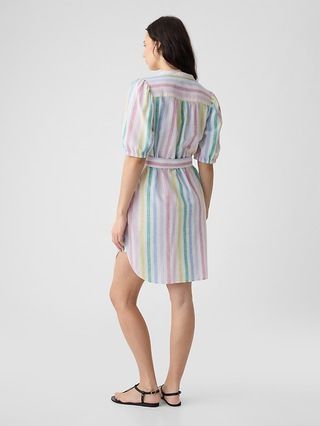 Linen-Cotton Puff Sleeve Mini Shirtdress | Gap (US)