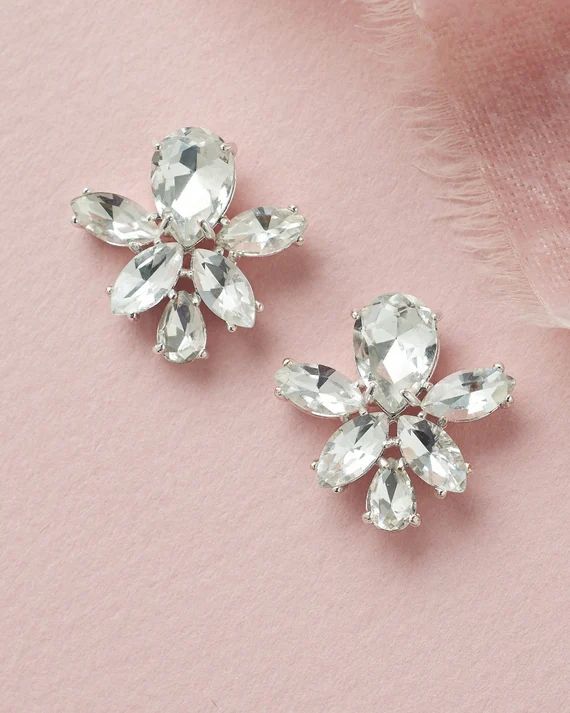 Crystal Bridal Earrings, Crystal Stud Earrings, Silver Crystal Studs, Silver Wedding Earrings, Cr... | Etsy (US)