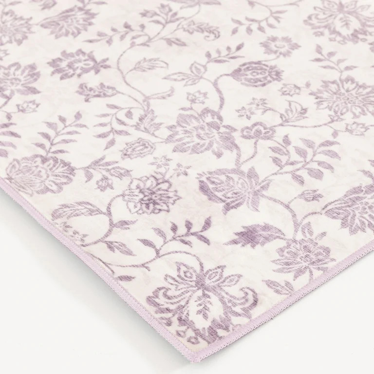 Mainstays 36"x56" Lavender Floral Faux Fur Indoor Accent Rug | Walmart (US)