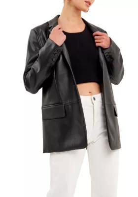 Endless Rose Women's Faux Leather Blazer | Belk