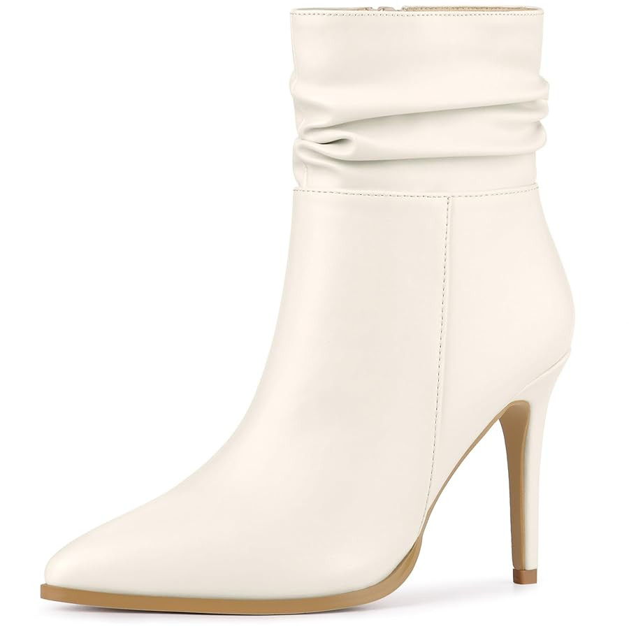 Allegra K Women's Slouched Pointed Toe Stiletto Heels Ankle Boot | Amazon (US)