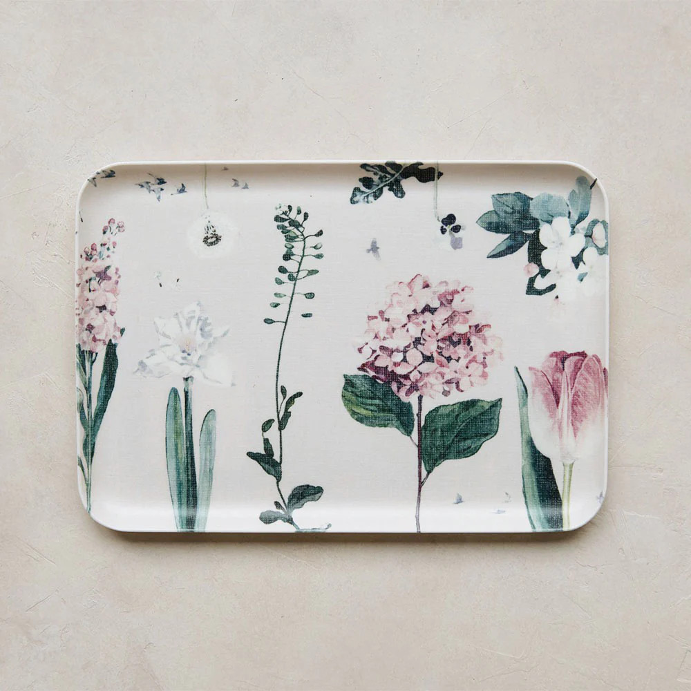 Linen Coated Botanical Tray | Roan Iris
