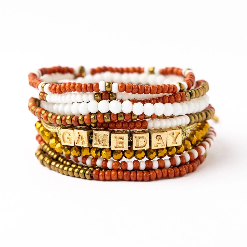 Game Day 11-Strand Bracelet Set Burnt Orange | INK+ALLOY