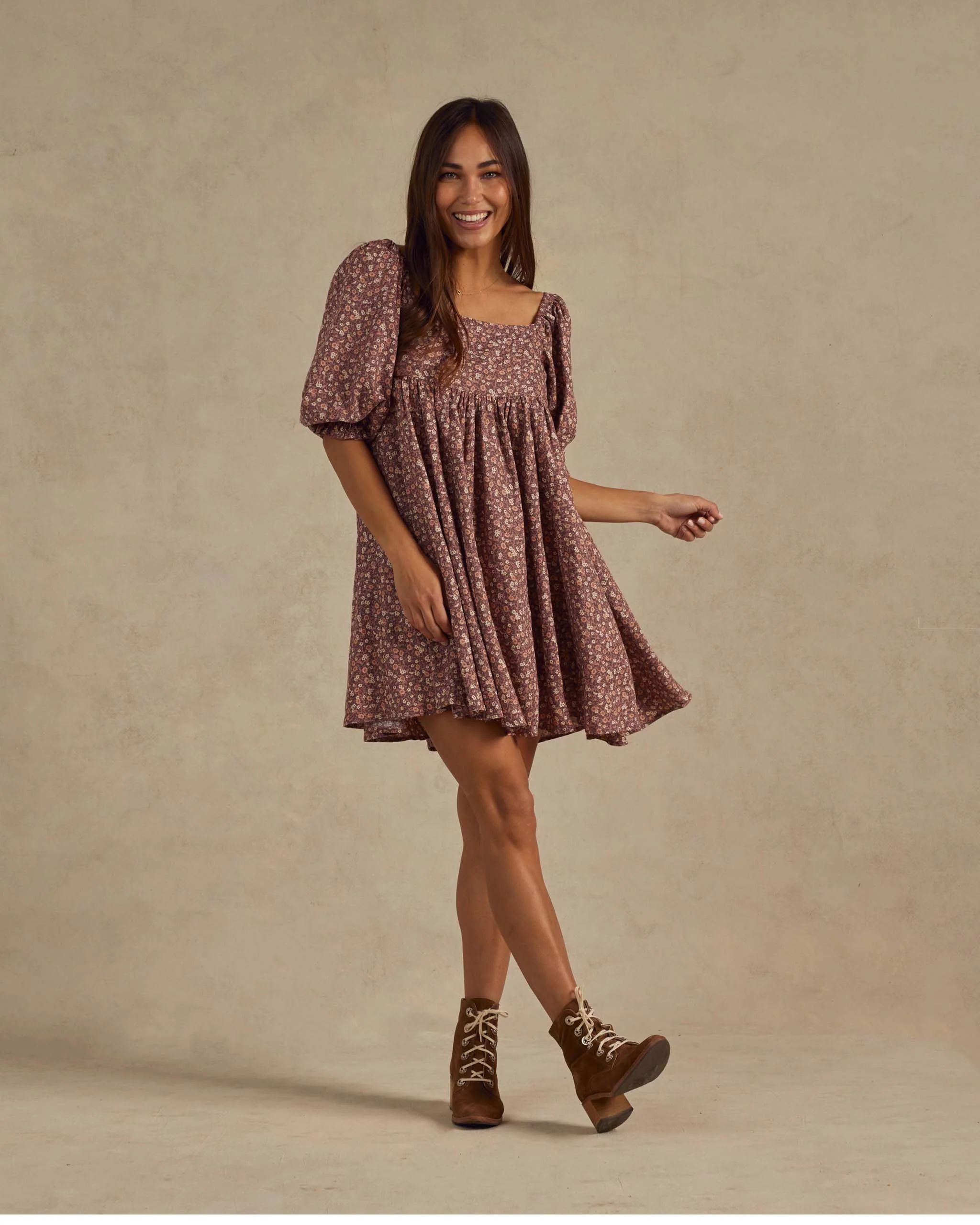 Naomi Dress | Plum Floral | Rylee + Cru