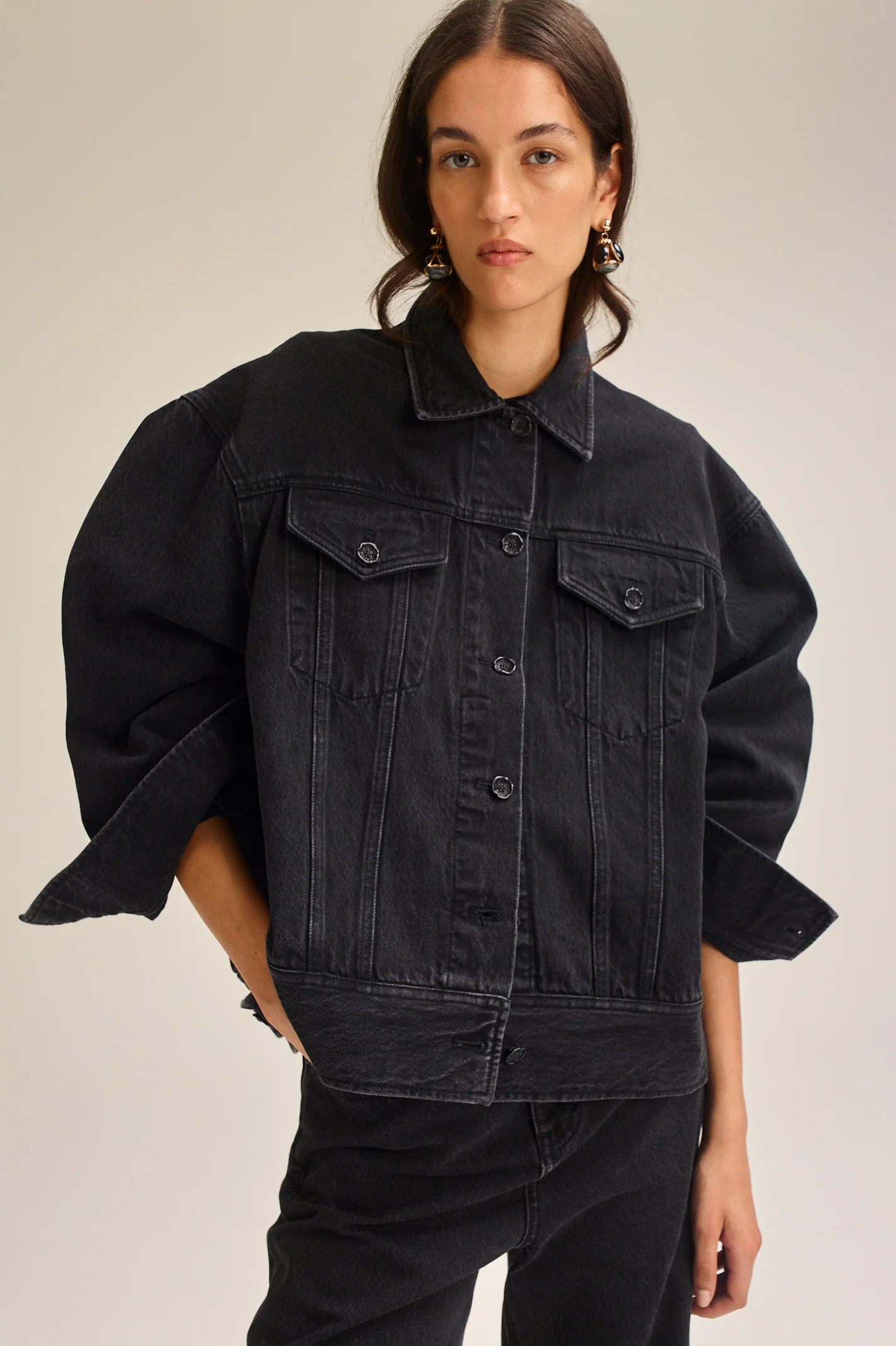DENIM OVERSIZED JACKET - WASHED.BLACK - Scanlan Theodore | Scanlan Theodore AU