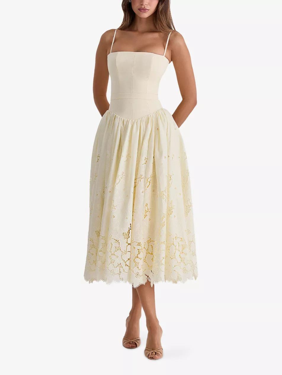 Ysabella Floral-Print Cotton Midi Dress | Selfridges