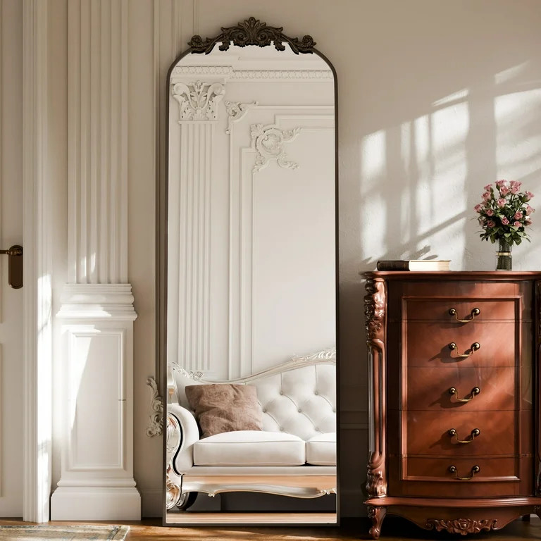 BEAUTYPEAK 66.1"x21" Full Length Mirror with Baroque Flower Head Design Wall-Mounted Mirror,Antiq... | Walmart (US)