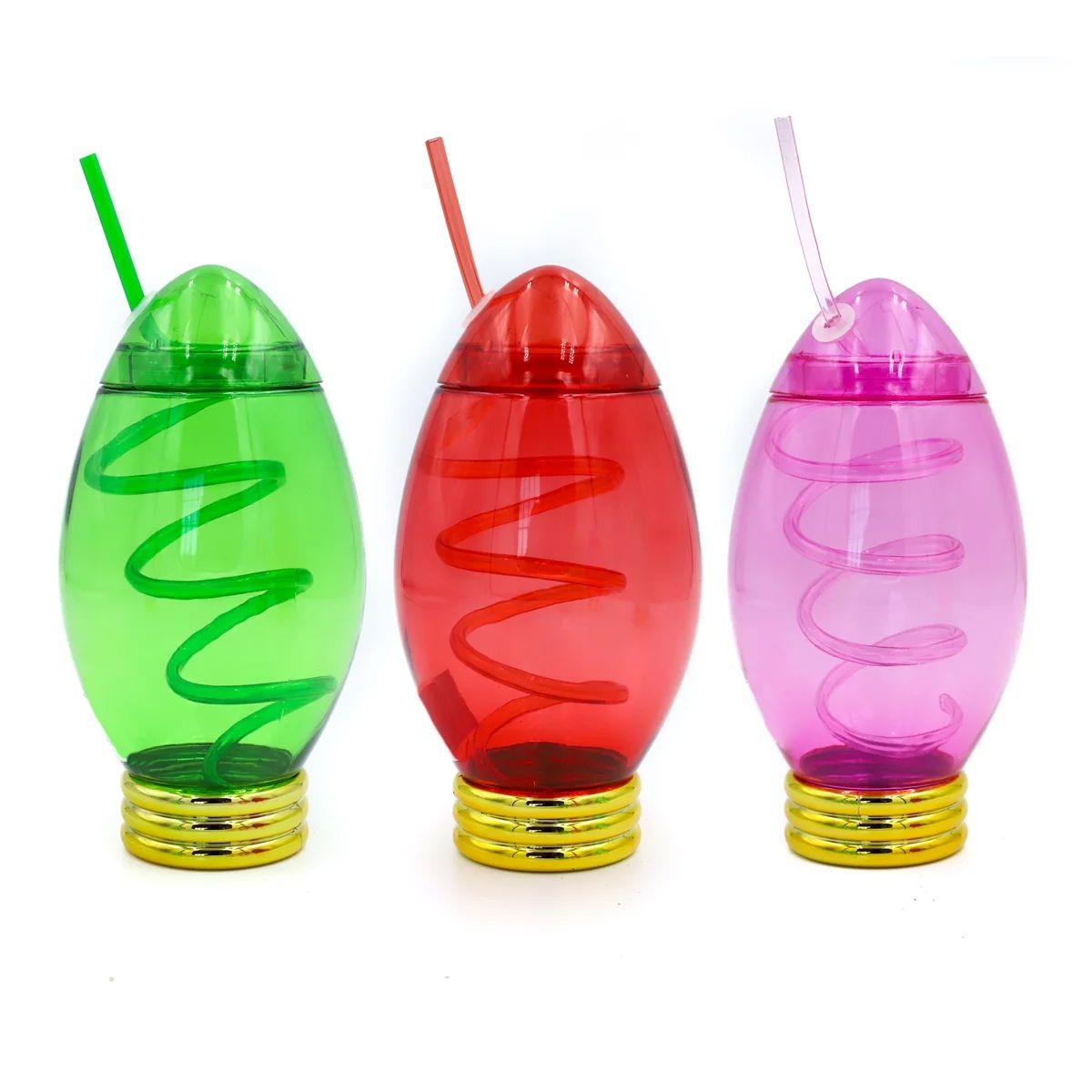 Packed Party Light-up Christmas Light Plastic  Tumbler Set, Green, Pink and Red, Holds 27 Oz.  3 ... | Walmart (US)