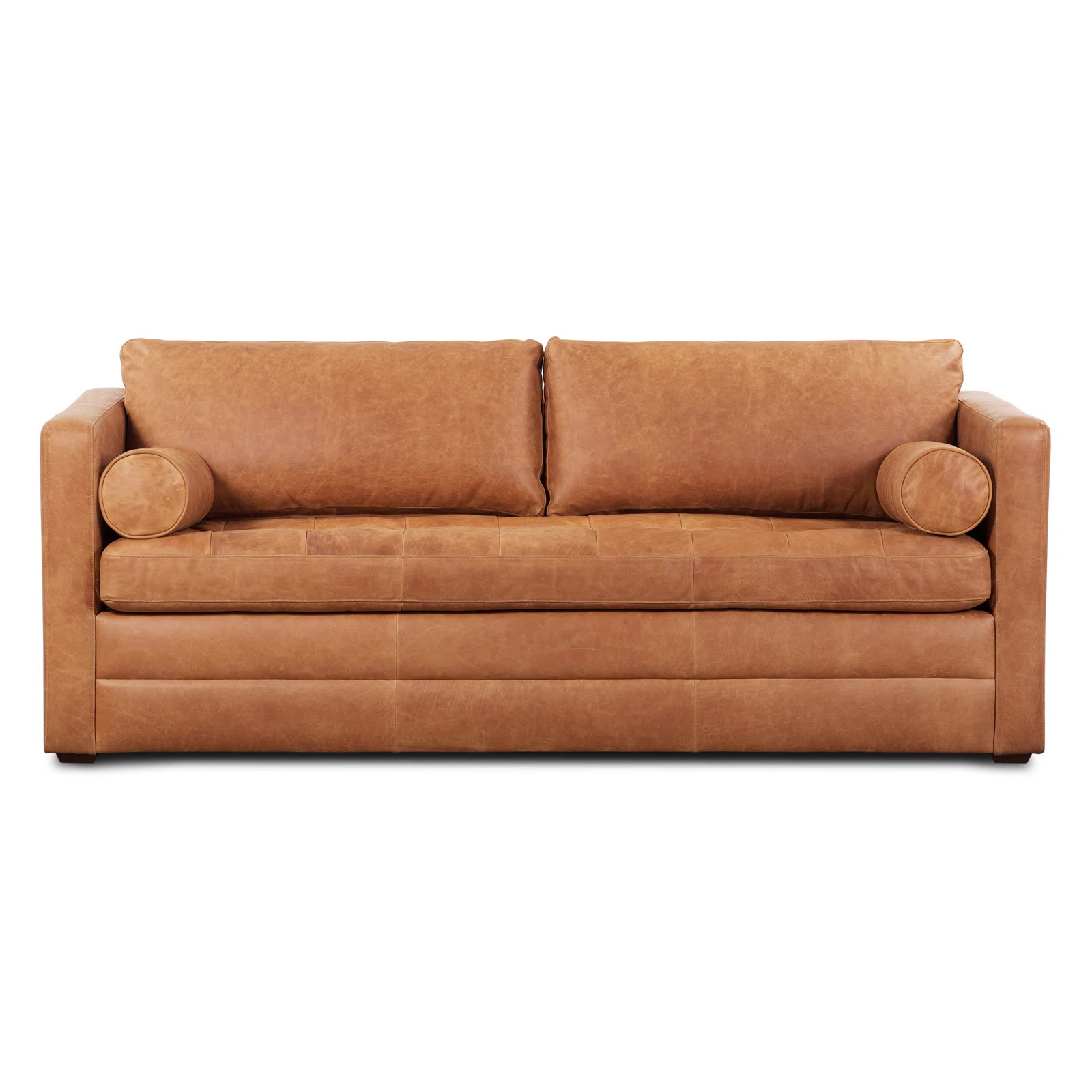 Bismarck 82'' Genuine Leather Square Arm Sofa Bed | Wayfair North America