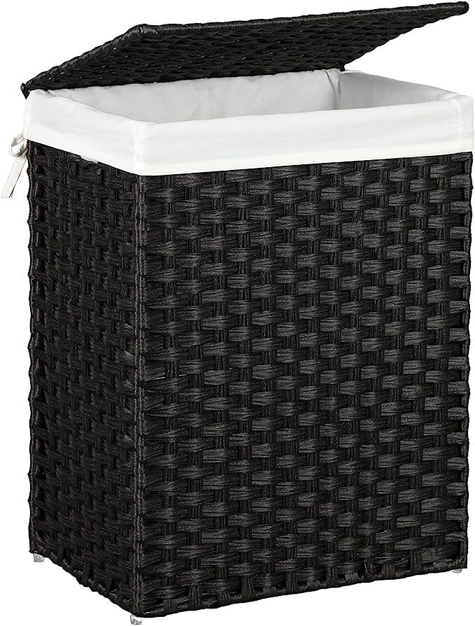 SONGMICS Handwoven Laundry Hamper, 23.8 Gal (90L) Synthetic Rattan Clothes Laundry Basket with Li... | Amazon (US)