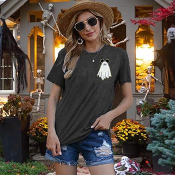BANGELY Halloween Shirt Women Cute Spooky Ghost Graphic Shirts Halloween Spooky Season T-Shirt Ca... | Amazon (US)