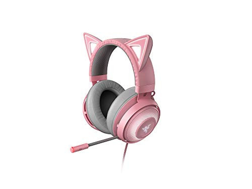 Razer Kraken Kitty - Gaming Headset (The Cat Ear Headset with RGB Chroma Lighting, Microphone with Active Noise Reduction, THX Spatial Audio, Controls on The Ear Cup) Pink/Quartz | Amazon (US)