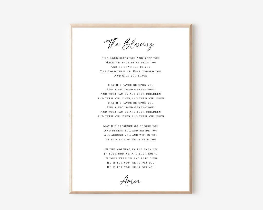 The Blessing Elevation Song Lyrics, Christian Wall Art Print,numbers 6:24-26 the Lord Bless You a... | Etsy (US)