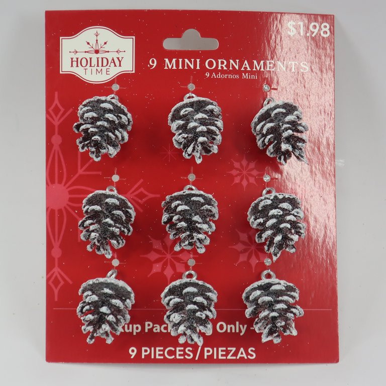 Holiday Time Frosted Pinecone Mini Christmas Ornaments, 9 Count - Walmart.com | Walmart (US)