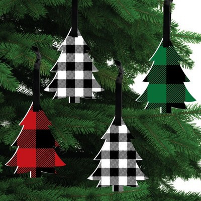 Big Dot of Happiness Holiday Plaid Trees - Buffalo Plaid Christmas Party Decorations - Christmas Tree Ornaments - Set of 12 | Target