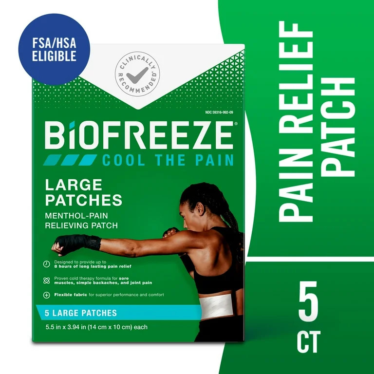 Biofreeze Pain Relief Patches, Back Knee Muscle Joint and Arthritis Pain Relievers, Menthol, 5 Co... | Walmart (US)