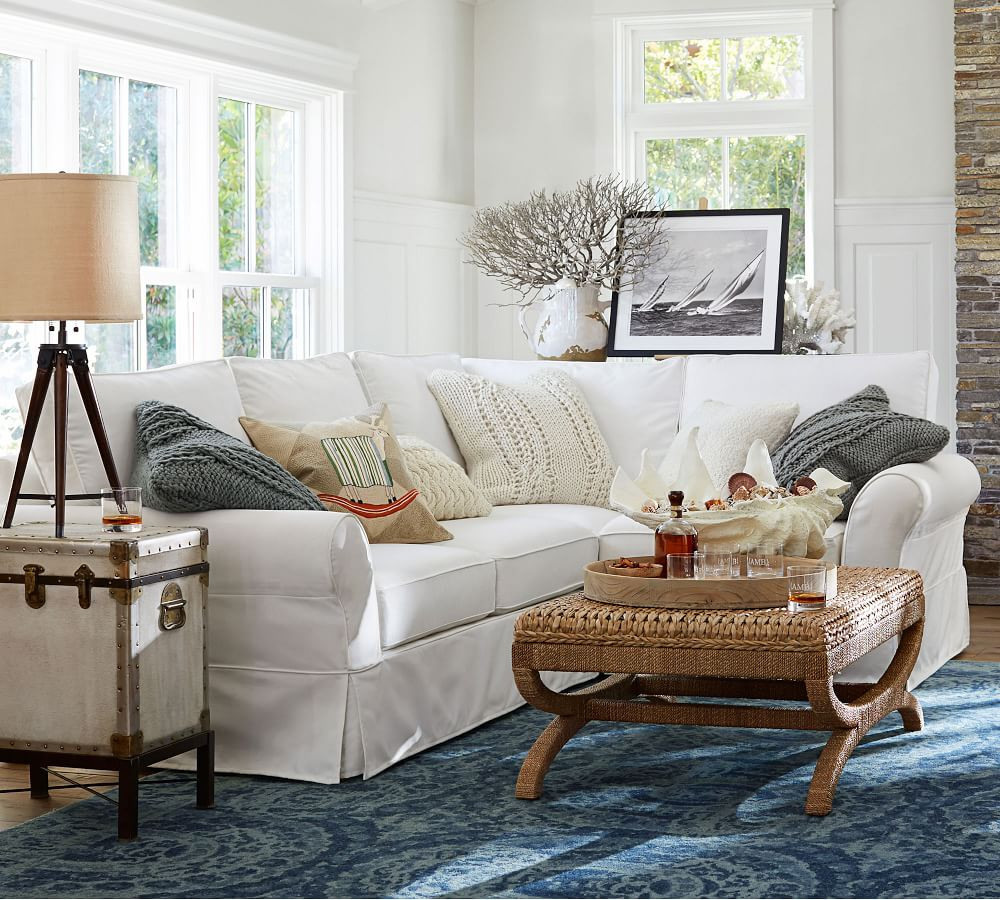 PB Comfort Roll Arm Slipcovered 3-Piece Sectional | Pottery Barn (US)