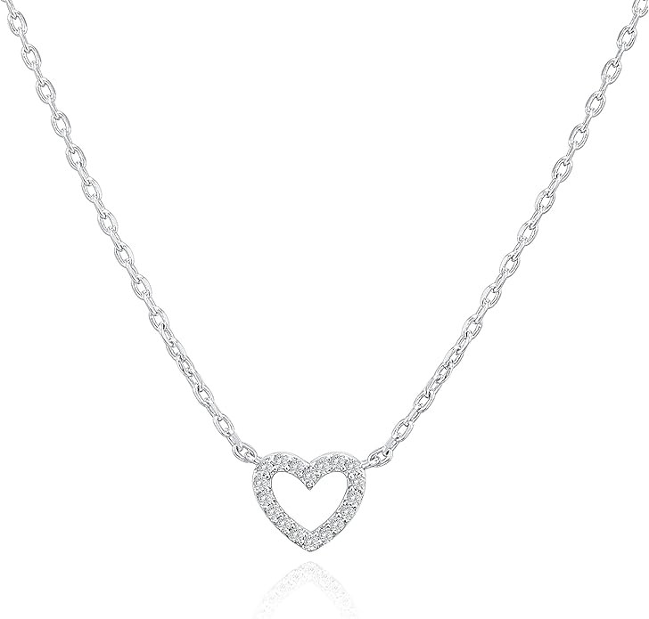 PAVOI 14K Gold Plated Cubic Zirconia Heart Necklace | Cute Dainty Love Pendant Necklaces for Wome... | Amazon (US)
