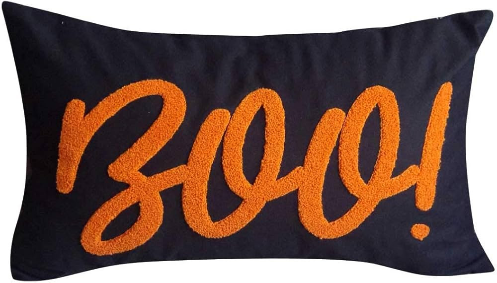 DECOPOW Embroidered Halloween Decor Pillow Cover, Decorative Canvas Pillow Cover for Halloween St... | Amazon (US)