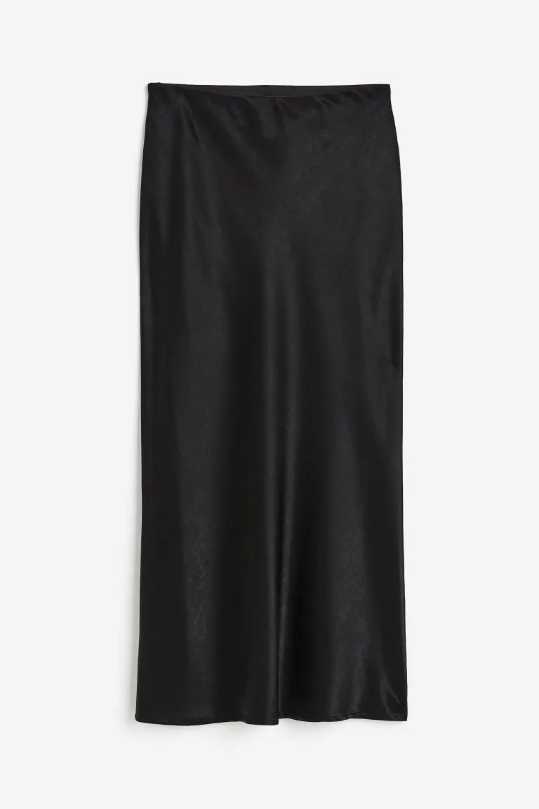 Satin maxi skirt - Khaki green - Ladies | H&M GB | H&M (UK, MY, IN, SG, PH, TW, HK)