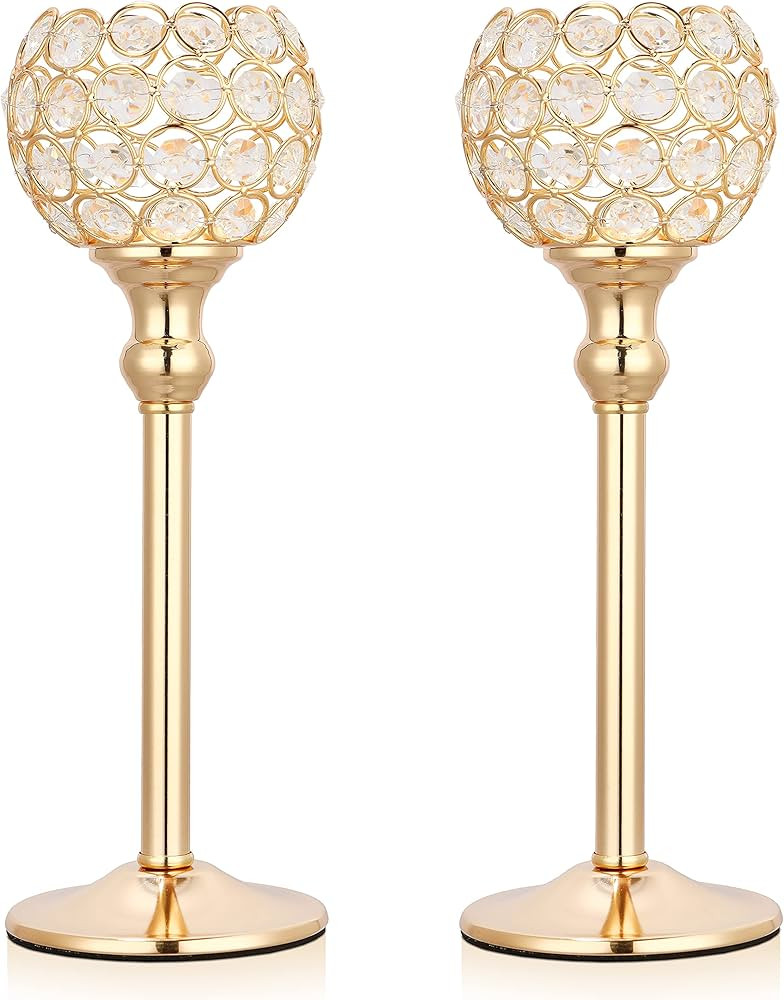 Hossejoy 2 PCS Candle Holders, Crystal Candlestick Holders for Tables Dining Halloween Christmas ... | Amazon (US)